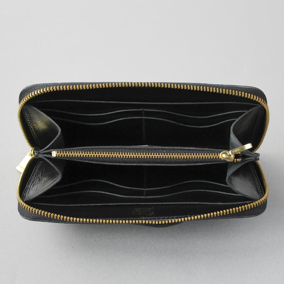 送料無料 長財布 栃木レザー ペイズリー型押し リミテッド ラウンドファスナー ブラック 財布 メンズ レディース 本革 VINCENT ブラック