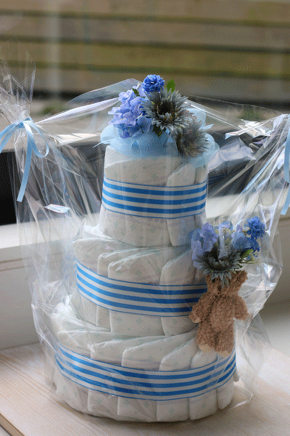 オムツケーキ◆男の子用☆出産祝い☆新生児ギフトに 2枚目の画像