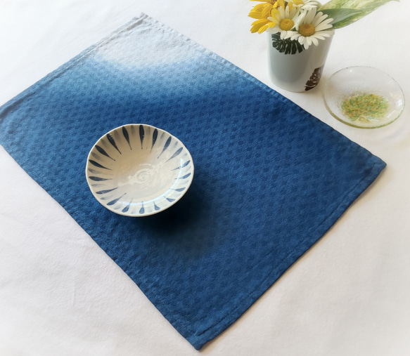 藍染ランチョンマット 光る海 ランチョンマット 手染め～十色のおくり