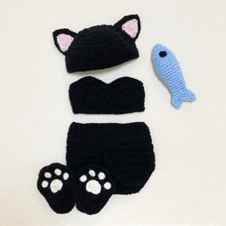 ベビーコスチューム　黒猫 ＊ ニューボーンフォト　ハーフバースデー　月齢フォト　ねこ　ネコ　猫 3枚目の画像