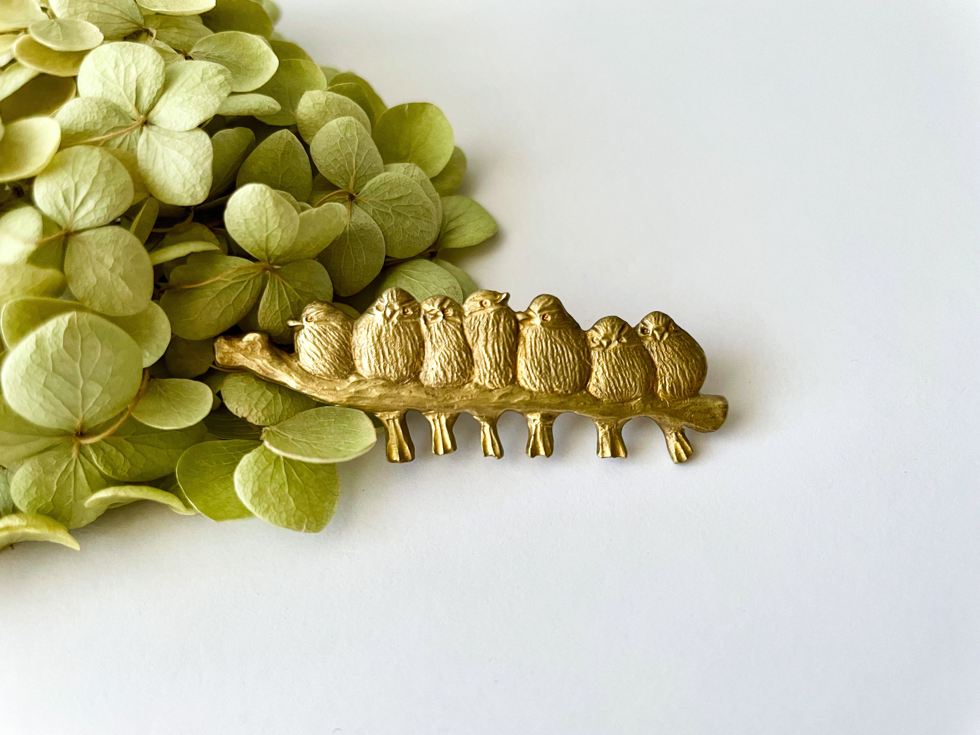 シマエナガ　エナガ団子の真鍮ブローチ