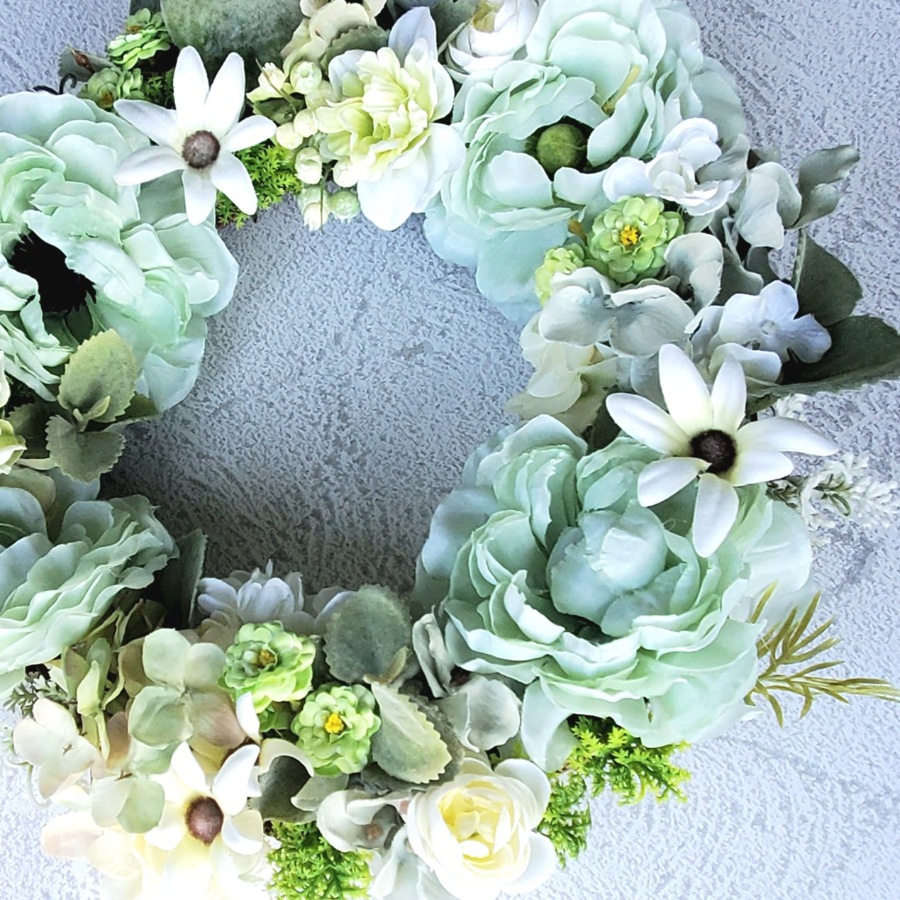 再販・オシャレさんのペールグリーンのリース『Creema限定』～約33cm～