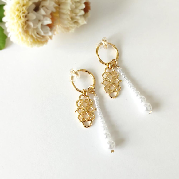 ハレノヒに..《2点Set＊イヤリング＆ネックレス》Infinity with Bubbles pearl/Gold 11枚目の画像