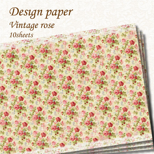 ヴィンテージローズ デザインペーパー 5 / 10枚入【送料無料】 包装紙