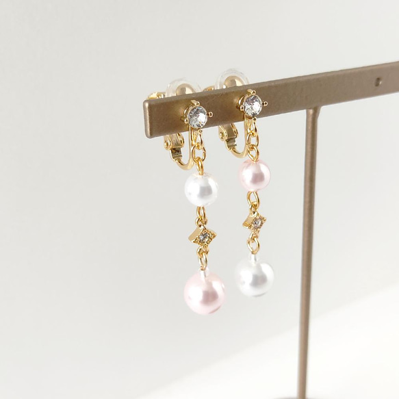 卒入学式、結婚式など..ハレノヒに《2点Set＊イヤリング＆ネックレス》Two colors pearl/Pink 12枚目の画像