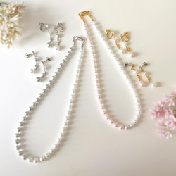 卒入学式、結婚式など..ハレノヒに《2点Set＊イヤリング＆ネックレス》Two colors pearl/Pink 14枚目の画像