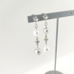 卒入学式、結婚式など..ハレノヒに《2点Set＊ピアス＆ネックレス》Two colors pearl/Gray 12枚目の画像