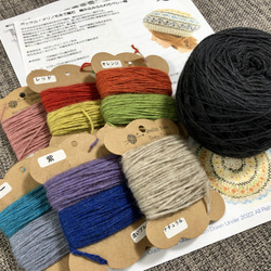 ポッサム・メリノ毛糸で編む　編み込みベレー帽のキット　チャコールベース 10枚目の画像