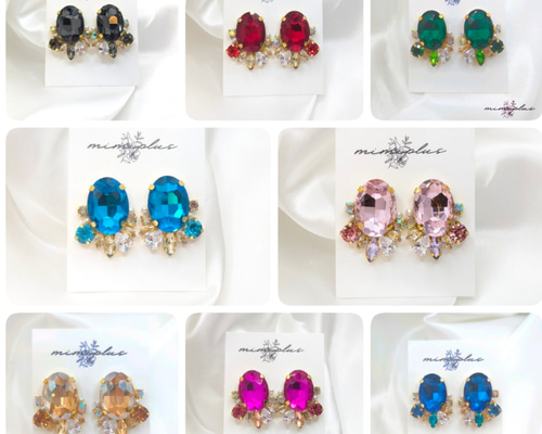 026 推し活 担当 大ぶり メンカラ ビジュー ピアス イヤリング 推し色