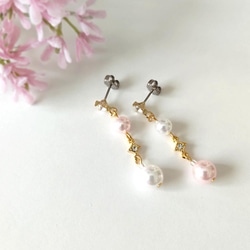 卒入学式、結婚式など..ハレノヒに《2点Set＊ピアス＆ネックレス》Two colors pearl/Pink 10枚目の画像