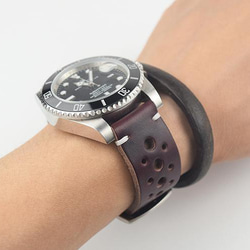受注製作　ホーウインコードバン　時計ベルトオーダーメイド　ボルドー　腕時計バンド 4枚目の画像