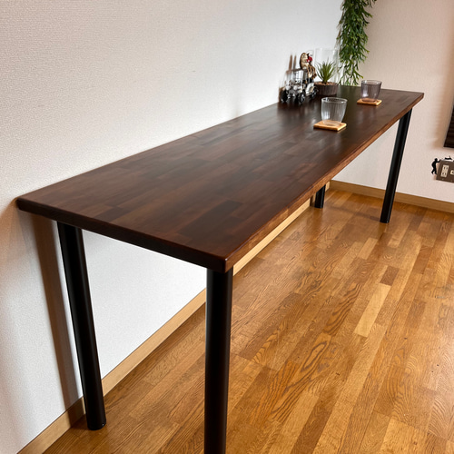 カウンターテーブル アイアン丸脚 1800×450×684mmロータイプ ロー