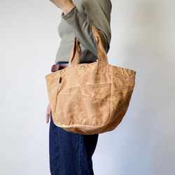 日常手提袋/米棕色/Mikawa 紡織圍裙帆布 第4張的照片