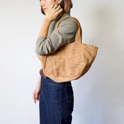 日常手提袋/米棕色/Mikawa 紡織圍裙帆布 第2張的照片