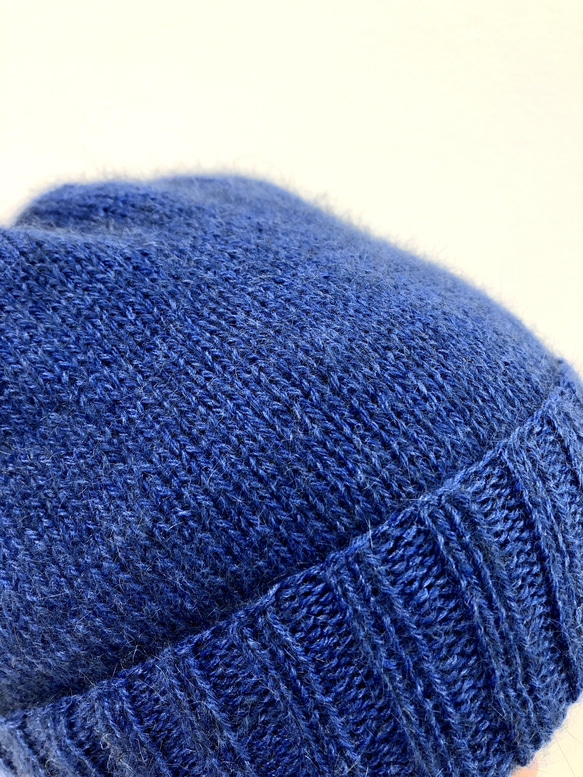 NZポッサム・メリノ・シルク　薄くて軽いシンプルメリヤス帽　エレクトリックブルー 9枚目の画像
