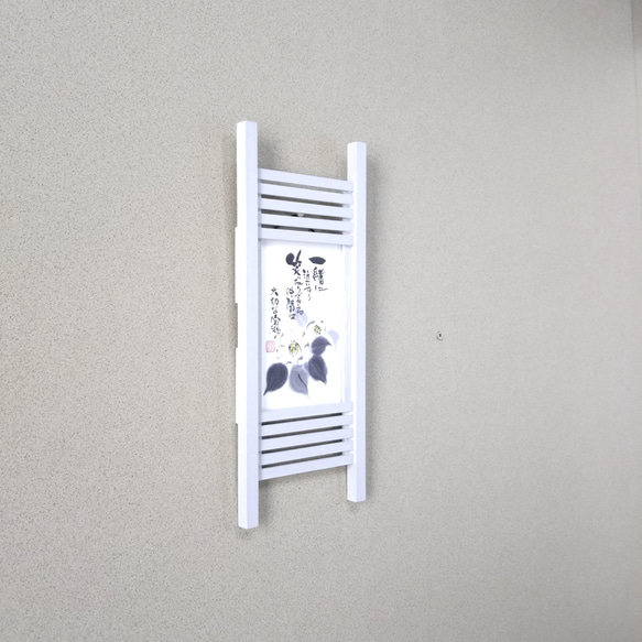 はがき額（縦用）和風 壁掛け　かべ飾り　ポストカード・桧　NO.4 3枚目の画像
