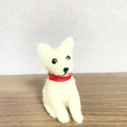 白い犬　羊毛フェルト 5枚目の画像