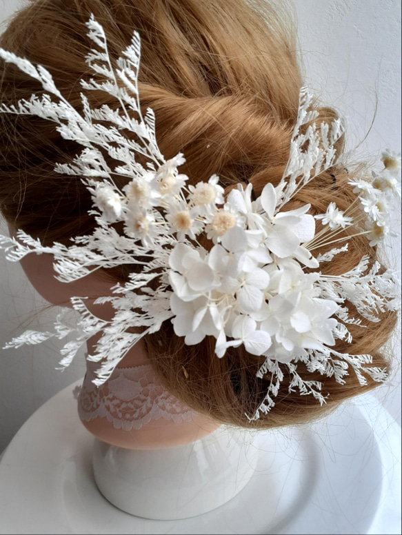 結婚式 白無垢 成人式 振袖 ヘッドドレス ヘッドパーツ 髪飾り ウエディング （ホワイト） 4枚目の画像