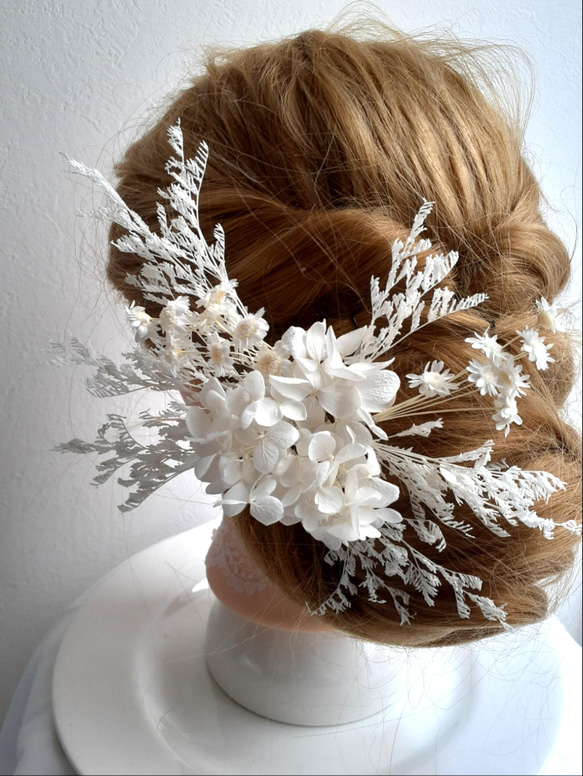結婚式 白無垢 成人式 振袖 ヘッドドレス ヘッドパーツ 髪飾り ウエディング （ホワイト） 5枚目の画像