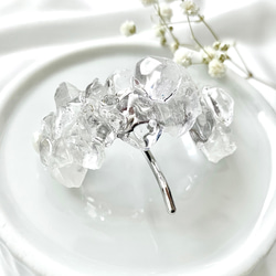 【再販】ice crystal ポニーフック/水晶・淡水パール/金具 シルバーカラー/夏の誕生石2024〈受注制作〉 1枚目の画像