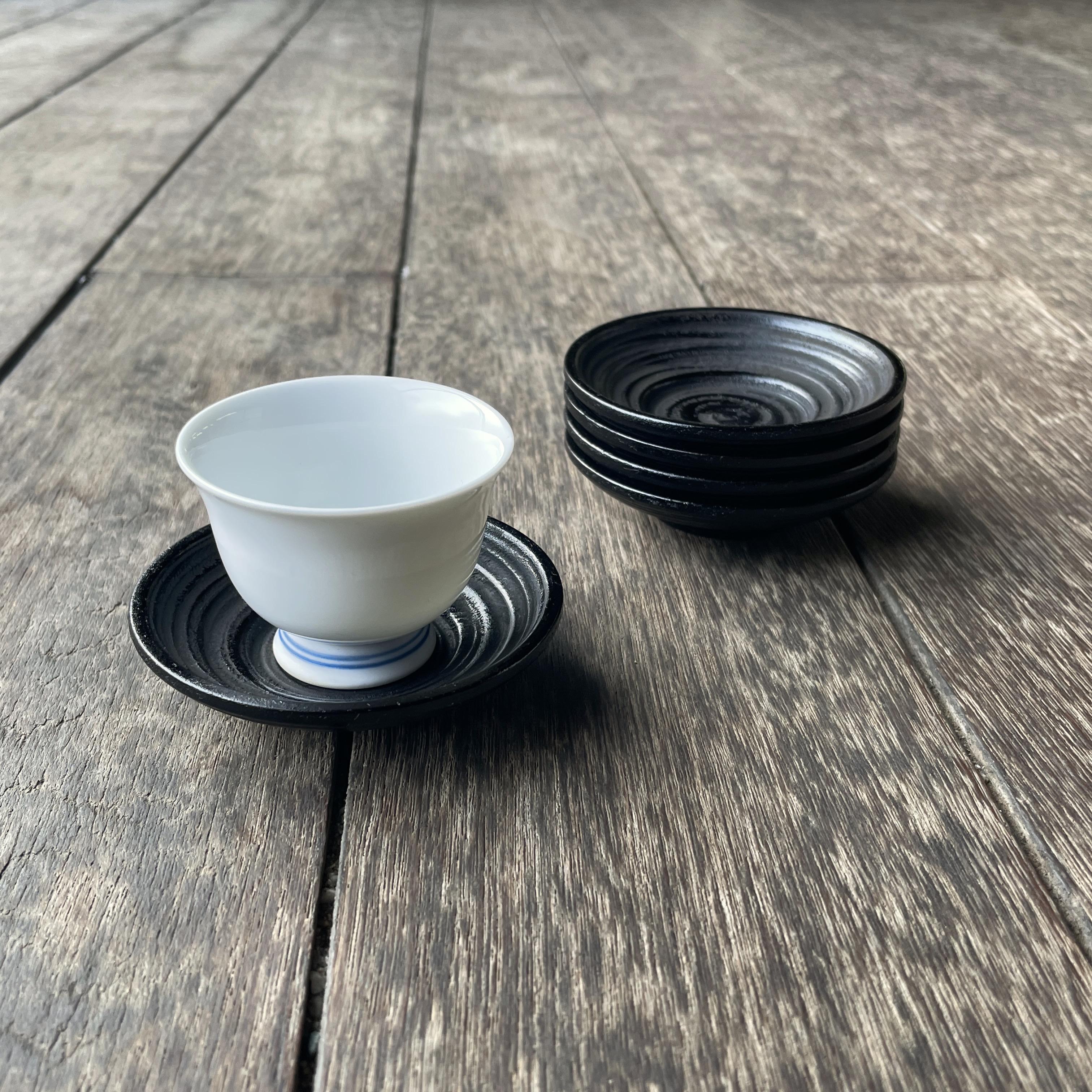 茶托 漆塗 総独楽塗裏後藤4.5寸茶托 5枚 13.5cm 木製