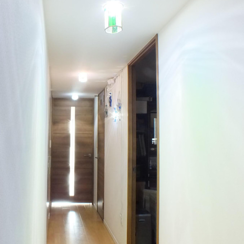 緑のダウンライト ステンドグラスとLED（白昼色）の組み合わせ