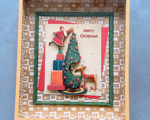 新品　★ 絵画  シャドーボックス完成品  クリスマス 新品 ☆ 絵画 シャドーボックス完成品 クリスマス ボード