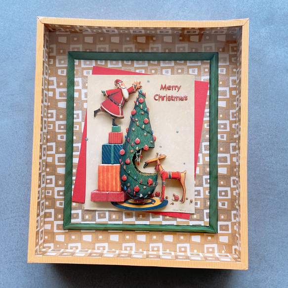 期間限定セール シャドーボックス×フランス額装 立体・オブジェ クリスマス 絵画