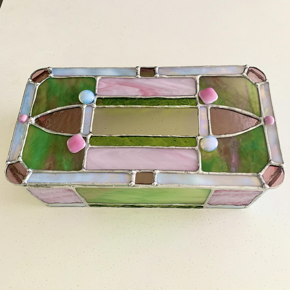 玻璃紙巾盒“粉紅花園” 第4張的照片
