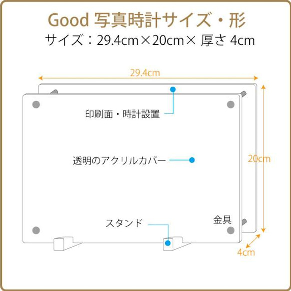 ハッピースキップ アクリル置時計 オーダーメイド写真時計 お子様の写真入れれます 3枚目の画像