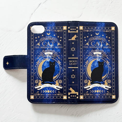 猫の魔導書 〜THE MOONLIGHT CAT〜 手帳型 iPhoneケース