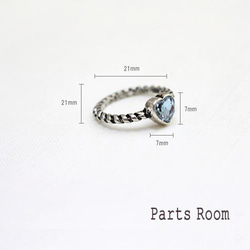 [2 件] 復古鍍銀 &amp; 心形玻璃戒指 [桃粉色]-mt-3510 第3張的照片