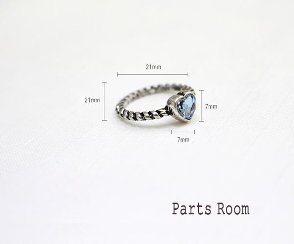 [2 件] 復古鍍銀 &amp; 心形玻璃戒指 [桃粉色]-mt-3510 第3張的照片