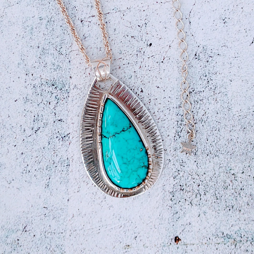 1点もの】雫型のターコイズネックレス/シルバー/ペンダント