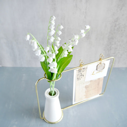 すずらん】set花瓶付きゴールドワイヤーフォトスタンドアレンジ フォト