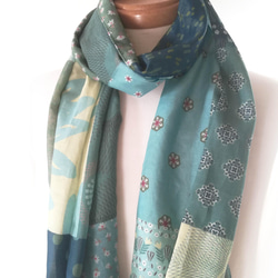 絹子のパッチワーク風そよ風のストール・オリジナルデザイン  (コットンシルクの快適スカーフ) 3枚目の画像
