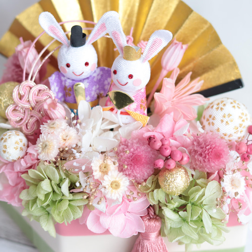 早割・ひし形花器デザイン変更中】“ウサギさんの雛祭り