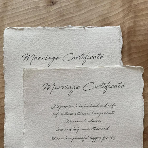 結婚証明書 ( 結婚式 挙式 ペーパーアイテム 誓約書 コットンペーパー ウェディング小物 ) 2枚目の画像