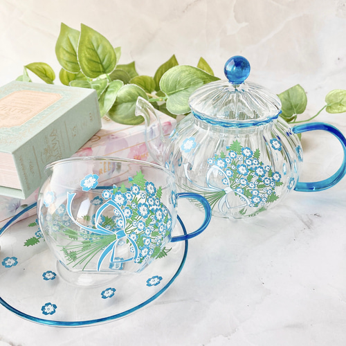 名入れギフト】ネモフィラのティーポット＆カップ・ソーサーSET ポット