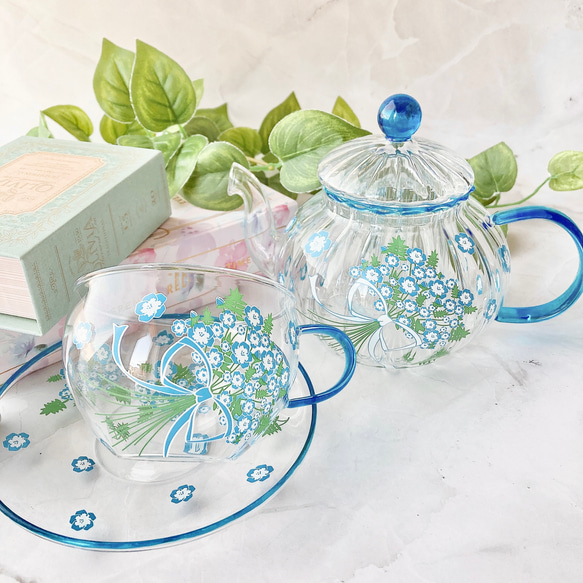 名入れギフト】ネモフィラのティーポット＆カップ・ソーサーSET ポット