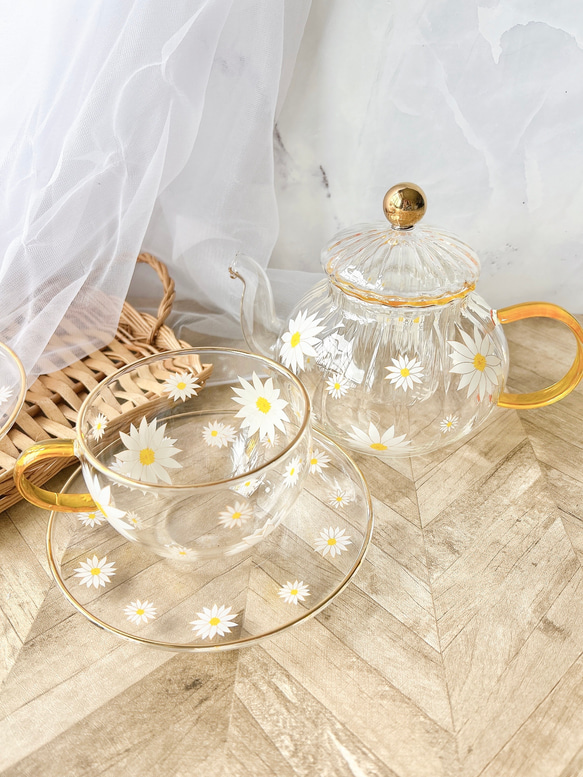 マーガレットのティーポット＆ティーカップ・ソーサー ポット