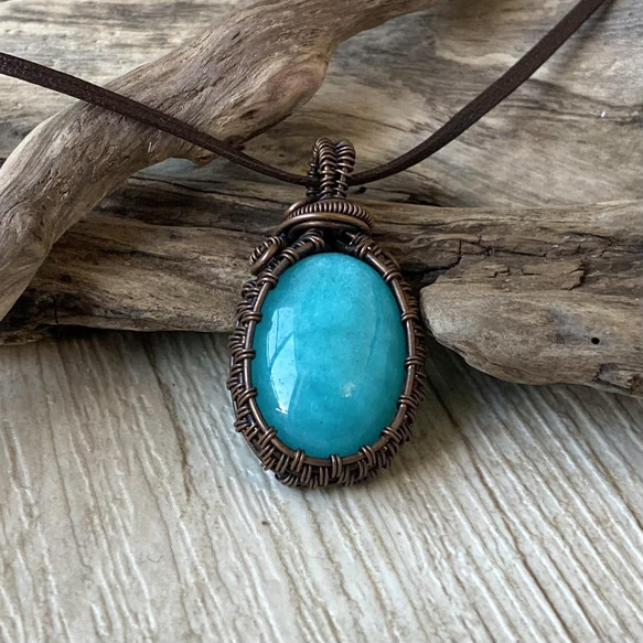 サマーセール ミニグランド バンドル アマゾナイトペンダント・Copper wrap/ワイヤーアート wire ビーズ・レジン・アクセサリ