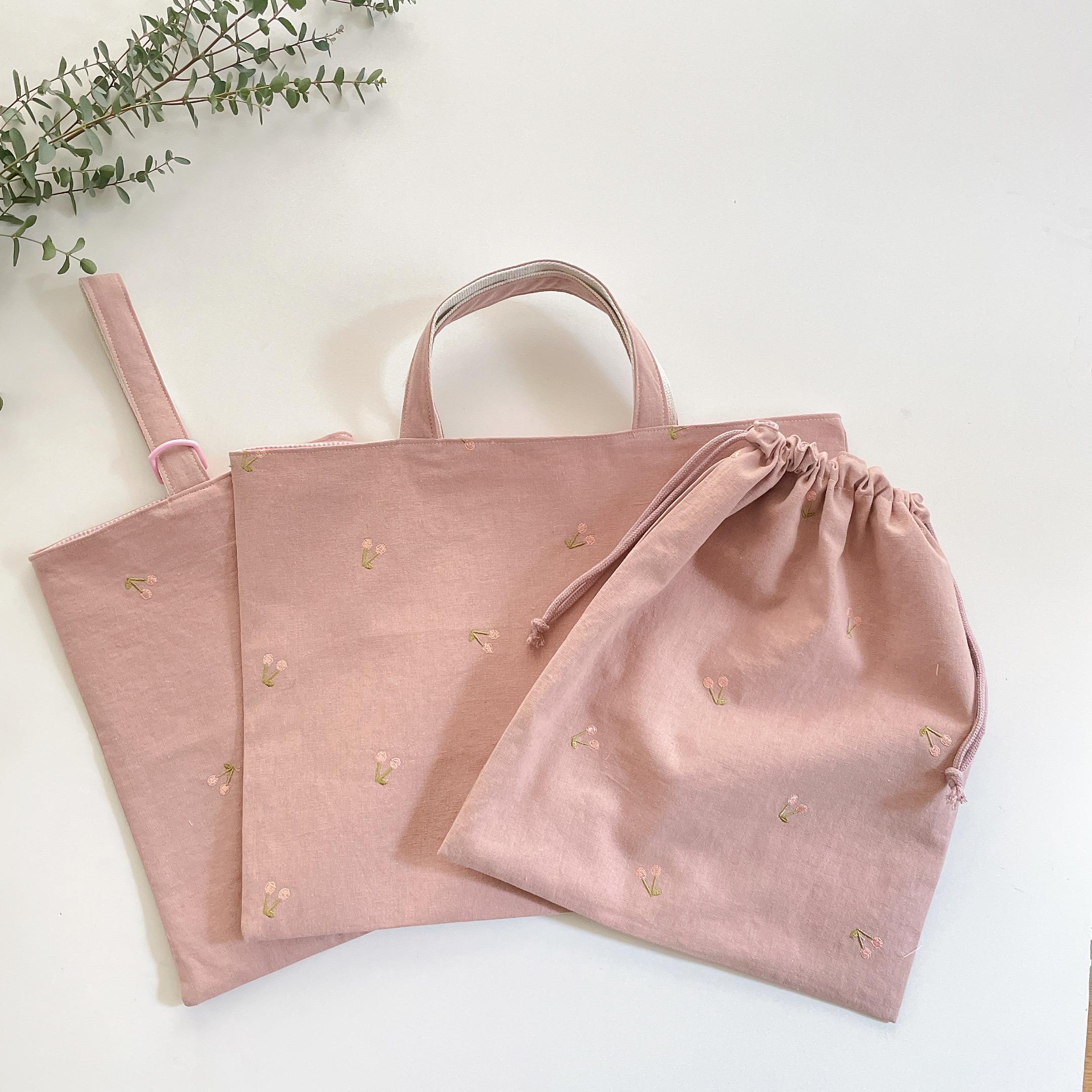 お得な3点セット✩ さくらんぼ刺繍  くすみピンク×パステルさくらんぼ 4,736円