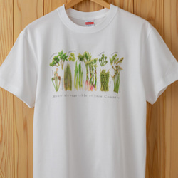 ［着る山菜］山菜図鑑Tシャツ（ホワイト） 2枚目の画像