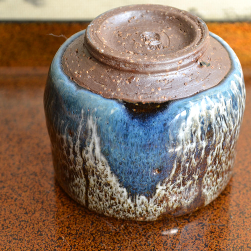 萩焼】◇ぐい吞み 孔雀釉(ブルー) 窯変 ＊酒器 ☆萩焼き おちょこ