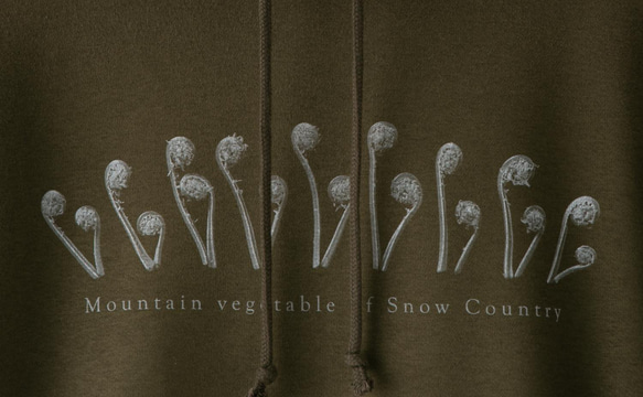 ［着る山菜］こごめパーカー（オリーブ） 3枚目の画像