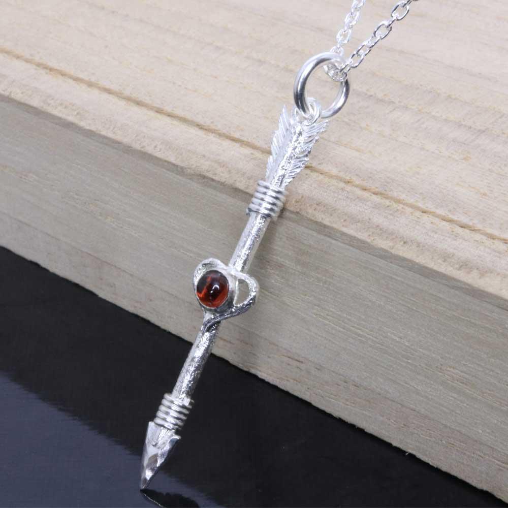 ネックレス レディース : 生 弓矢 ハート ペンダント SIZE:M 矢 弓 矢尻 アロー シンプル ブランド