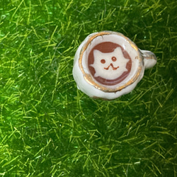 昭和レトロ　ミニチュア　たぬきケーキと猫のラテアート 5枚目の画像
