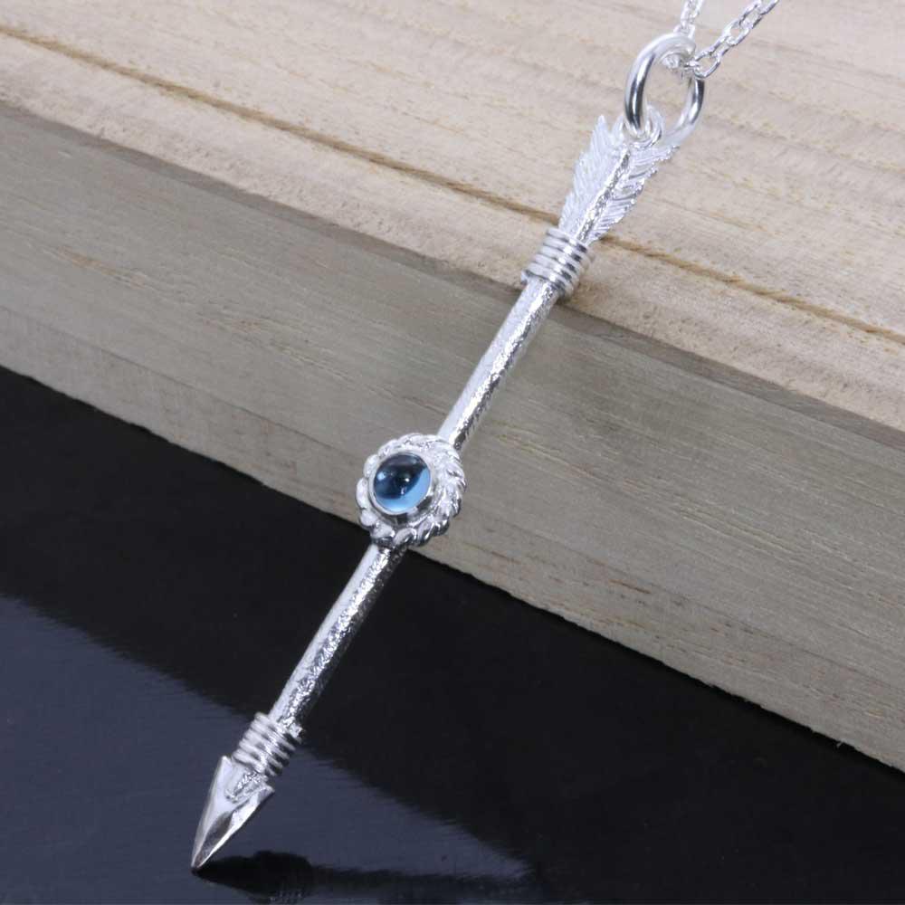 ネックレス メンズ : 生 弓矢 ペンダント 石付き SIZE:L 矢 弓 矢尻 アロー シンプル ブランド