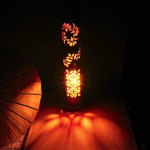 竹灯籠 竹灯り 竹灯篭 竹ランプ 〜〜花輪〜〜 スタンドライト